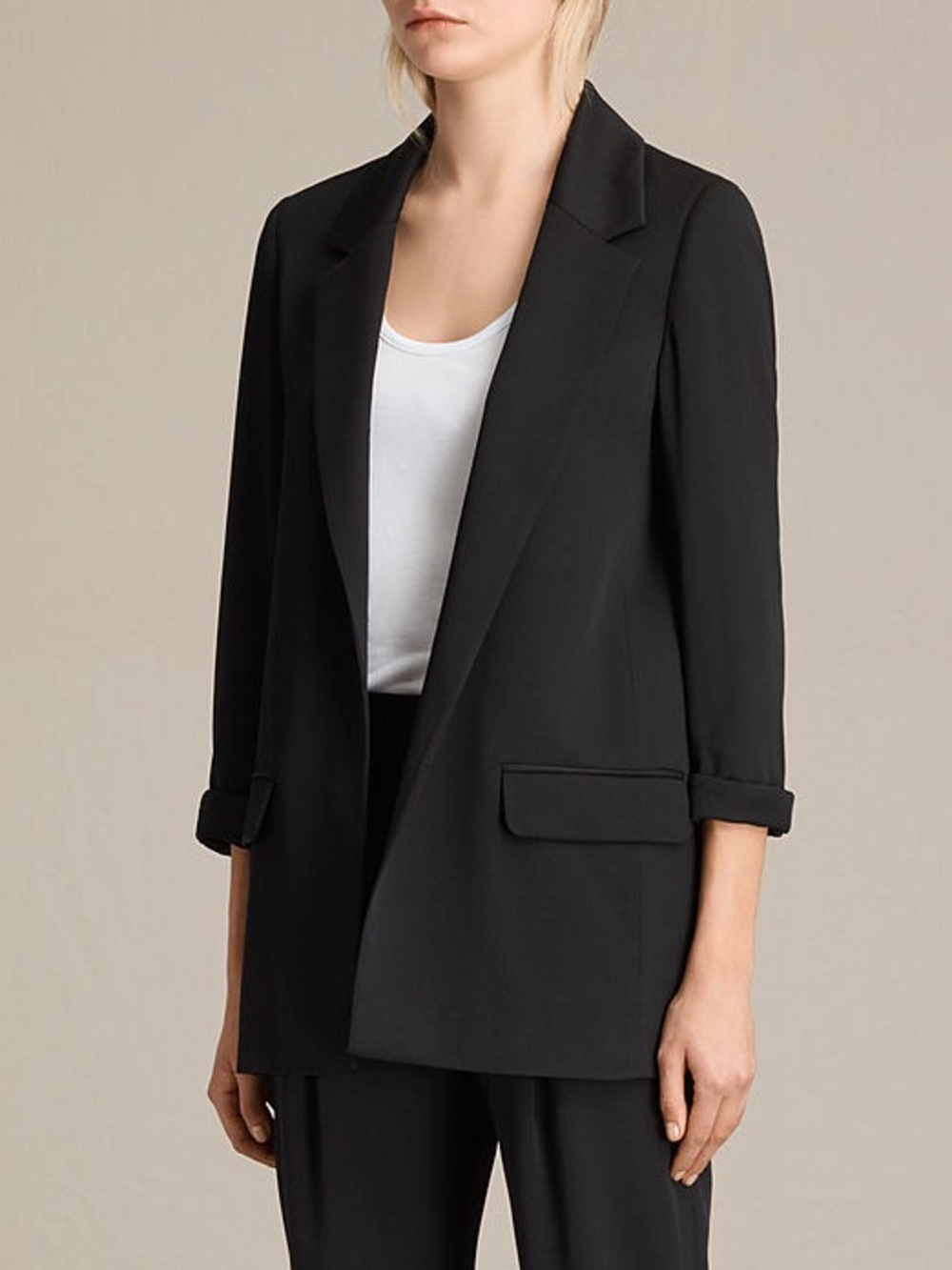 AllSaints Black Relaxed Tailored Blazer - Picture 3 of 7
